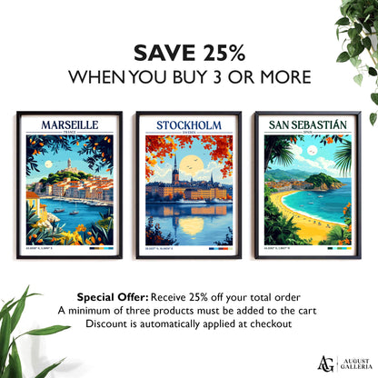 Stockholm Sweden Retro Travel Print