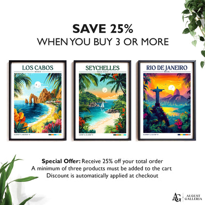 Seychelles Retro Travel Print