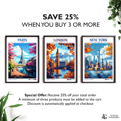 London England Retro Travel Print