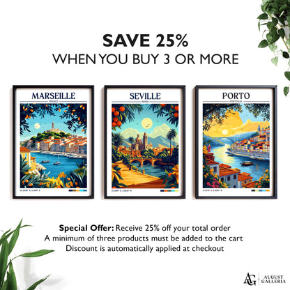 Seville Spain Retro Travel Print